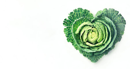 Cabbage isolated on white background with copy space for your text.の素材