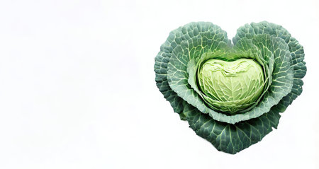 Cabbage isolated on white background, top view, copy space.の素材