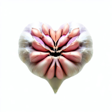 Garlic heart isolated on white background. 3d rendering illustration.の素材