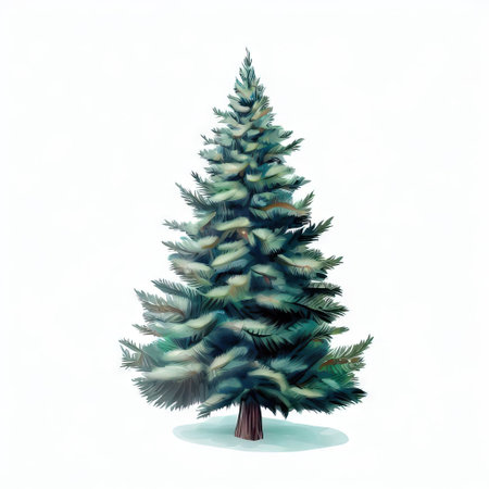 Christmas tree isolated on white background. Watercolor hand drawn illustration.の素材
