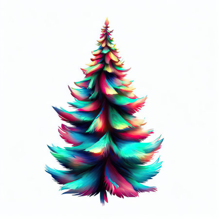 Abstract christmas tree isolated on white background. 3d illustration.の素材