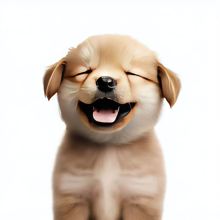 Funny dog with glasses. Isolated on a white background.の素材