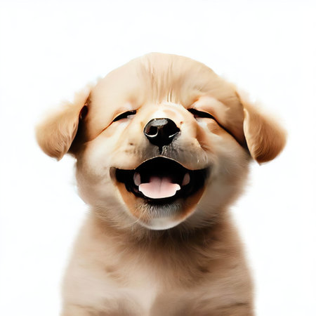 Labrador retriever puppy isolated on white background. Studio shot.の素材