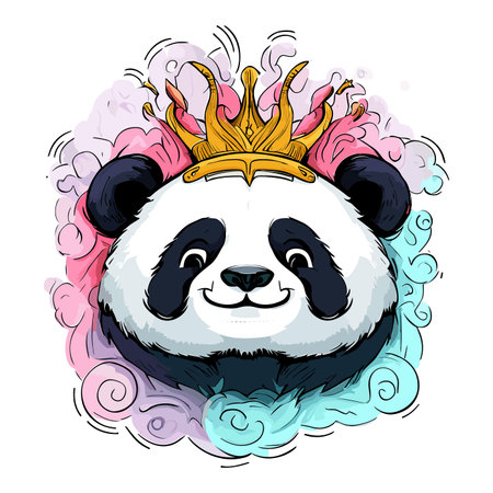 Vector illustration of a cute panda with a crown on its head.のイラスト素材