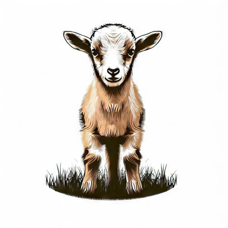 Vector image of a goat on a white background. Hand-drawn illustration.の素材