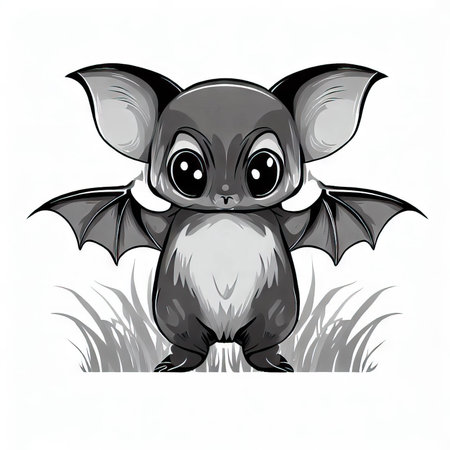 Cute cartoon bat on a white background. Vector illustration for your designの素材