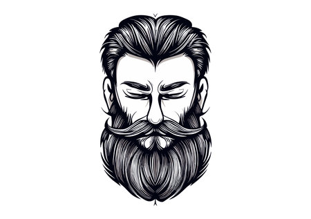 Hipster man with a beard and mustache. Vector illustration.のイラスト素材