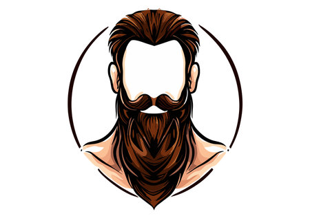 Hipster face with beard and mustache. Vector illustration for your designのイラスト素材