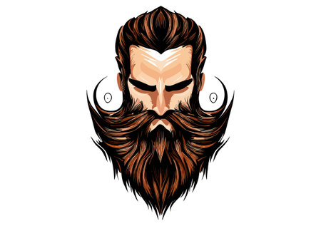 Hipster face with beard and mustaches. Vector illustration.のイラスト素材