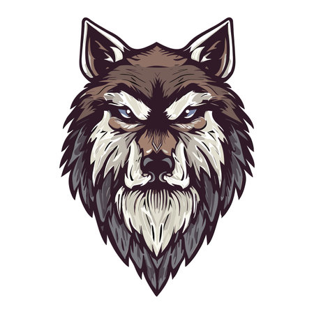 Wolf head isolated on white background. Vector illustration for t-shirt design, tattoo or print.のイラスト素材