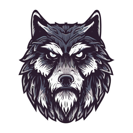 Portrait of wolf. Vector illustration isolated on a white background.のイラスト素材