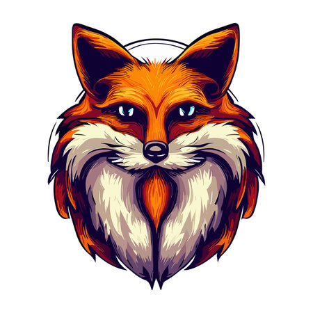 Cute fox head mascot. Vector illustration for t-shirt and other uses.のイラスト素材