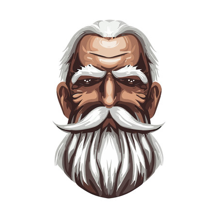 Portrait of old man with beard and mustache. Vector illustration.のイラスト素材