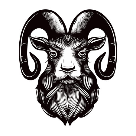 Head of a goat with a beard and mustache. Vector illustration.のイラスト素材