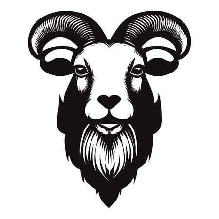 Mascot image of a ram head with a beard and mustacheのイラスト素材