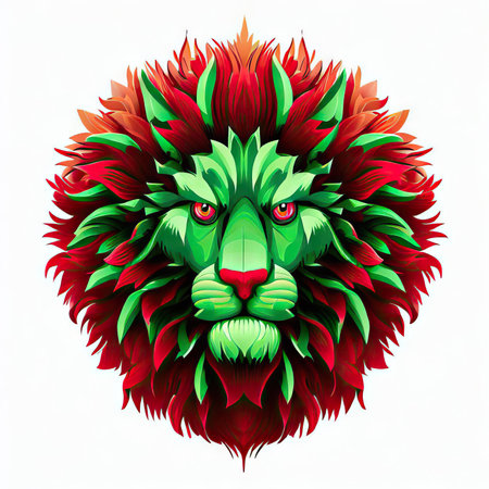 Lion head vector illustration. Isolated on a white background.の素材