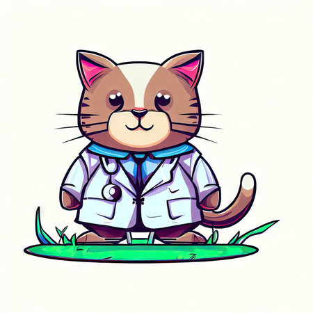 Veterinarian cat with a stethoscope. Vector illustration.の素材