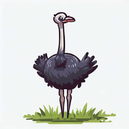Ostrich on a white background. Vector illustration of an ostrich.の素材