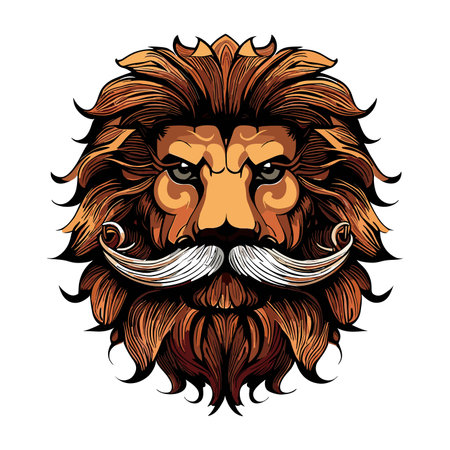 Lion head with mustache. Vector illustration for t-shirt design.のイラスト素材