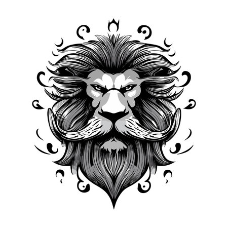 Lion head vector illustration for tattoo or t-shirt design.のイラスト素材