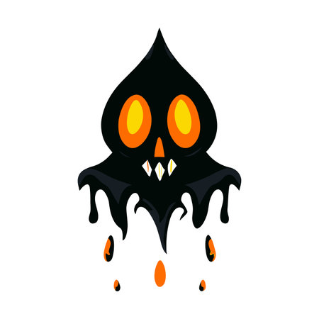Cartoon spooky halloween pumpkin icon. Vector illustration.のイラスト素材