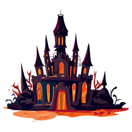 Halloween castle isolated on white background. Vector illustration. Eps 10のイラスト素材