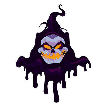 halloween dark scary spooky pumpkin with scary face vector illustration graphic designのイラスト素材