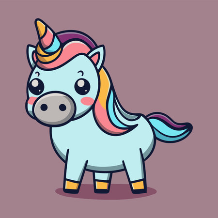 Cute cartoon unicorn. Vector illustration of a cute little unicorn.のイラスト素材