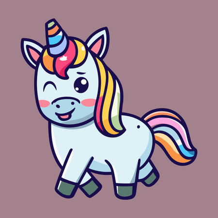 Cute cartoon unicorn. Vector illustration of a cute cartoon unicorn.のイラスト素材