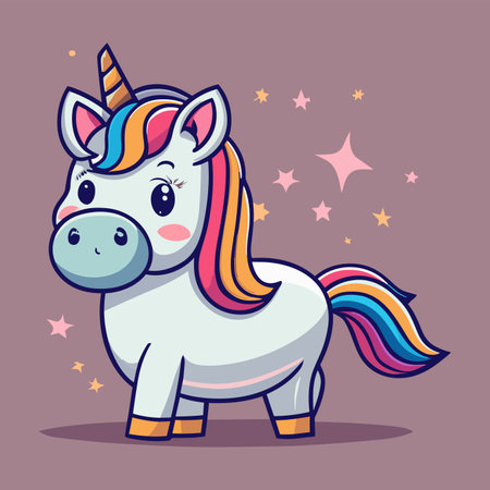 Cute cartoon unicorn. Vector illustration. Colorful vector illustration.のイラスト素材
