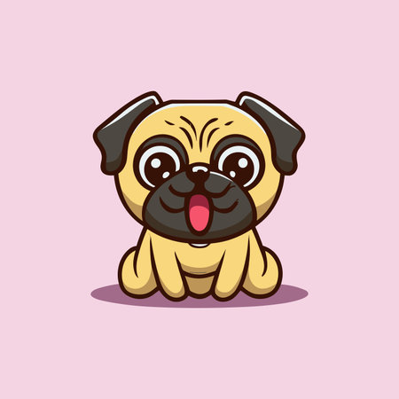 Cute pug dog with tongue out. Vector cartoon illustration.のイラスト素材
