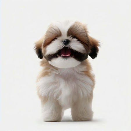 Shih Tzu puppy on a white background. Studio shot.の素材