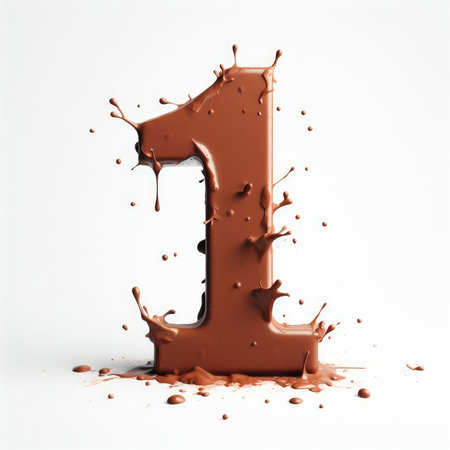 Chocolate splash letter isolated on white background. 3d rendering.の素材