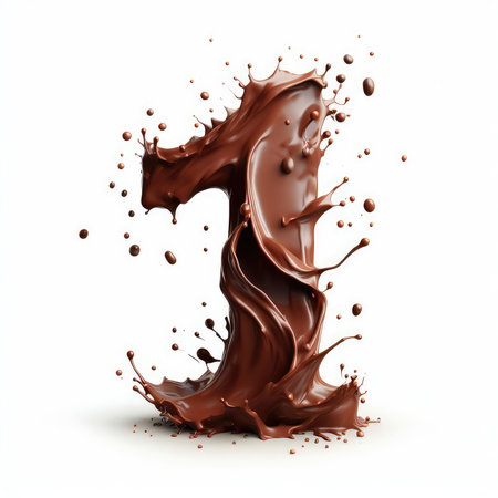 Chocolate splash isolated on a white background. 3d rendering.の素材