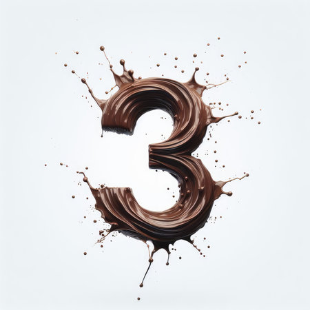 Chocolate font with splashes isolated on white background. 3d renderingの素材