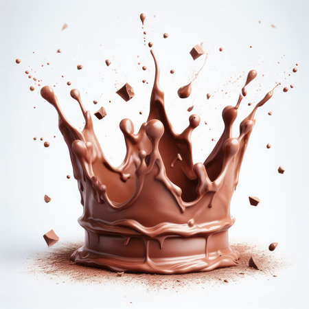 Chocolate splash isolated on a white background. 3d rendering.の素材