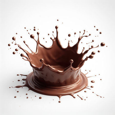 chocolate splash isolated on white background. 3d rendering, illustrationの素材