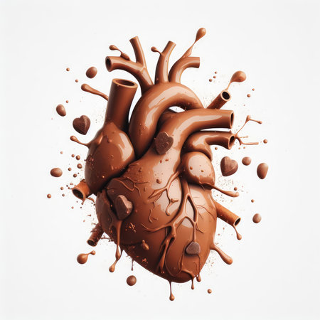 Chocolate splashes isolated on white background. 3d rendering.の素材