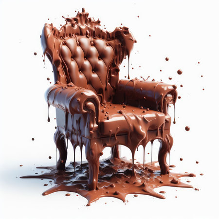 Chocolate splashing on a chair. 3d rendering, 3d illustration.の素材