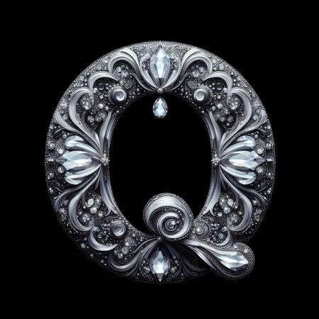 Letter O made of diamonds. Computer generated 3D photo rendering.の素材