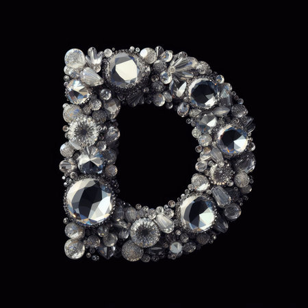 Jewelry alphabet. Letter D made of diamonds. 3d renderingの素材