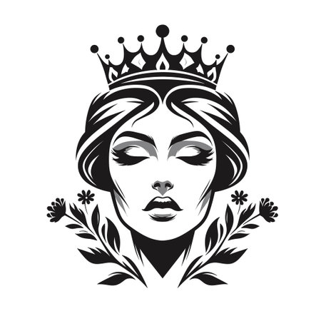 Portrait of a beautiful woman in a crown. Vector illustration.のイラスト素材
