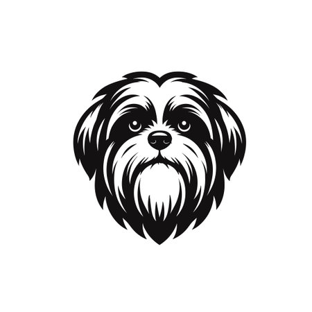Lhasa Apso dog head logo template vector icon illustration designのイラスト素材