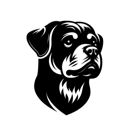Rottweiler head isolated on white background. Vector illustration.のイラスト素材