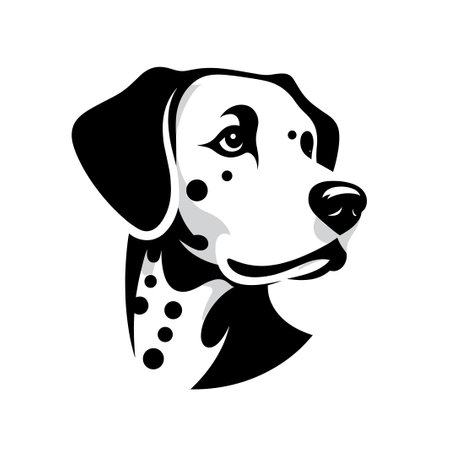 Dalmatian dog head isolated vector illustration on white background.のイラスト素材
