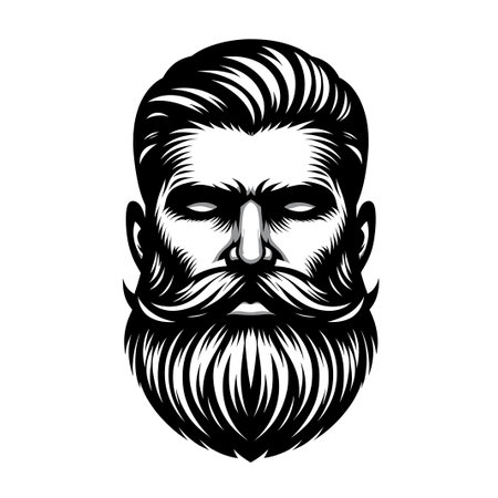 Hipster bearded man with mustache and beard. Vector illustration.のイラスト素材