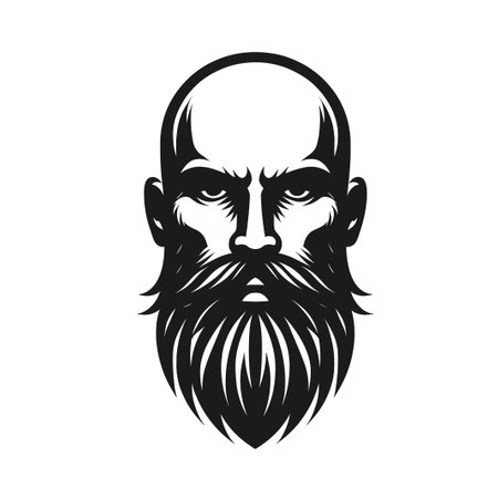 Vintage barber head with beard and mustache. Vector illustration.のイラスト素材