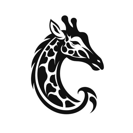 Giraffe head silhouette, vector illustration isolated on white background.のイラスト素材