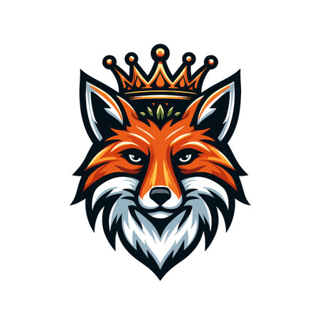 Fox head with crown. Vector illustration of fox head with crown.のイラスト素材