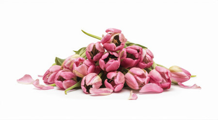 Bouquet of pink tulips on a white background, isolatedの素材